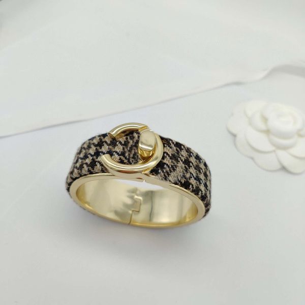 

2023 luxury quality charm bangle punk band bracelets with cell fabric cloth design have stamp box ps7562a, Black