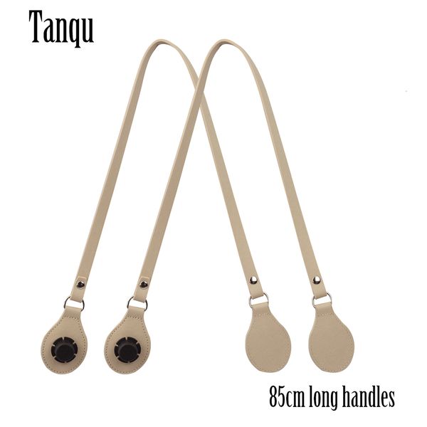 

bag parts accessories arrival tanqu long edge painting handles faux leather flat pu belt drop end with silver rivet for obag for eva o bag b, Black