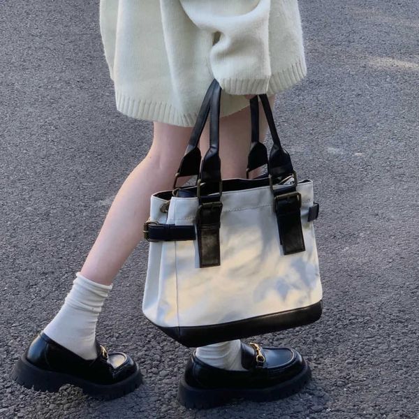 

totes bags vintage canvas female handbags pu leather patchwork women messenger crossbody bag large capacity totes shoulder s eco 230210