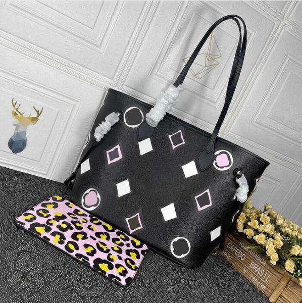 

fashion 2pcs totes woman women luxurys designers bags pu leather handbags messenger crossbody shoulder bag wallet lady clutch purse