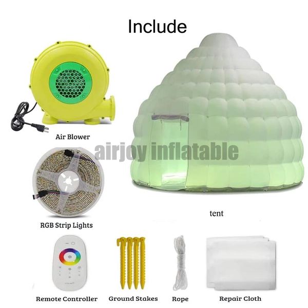 

customized oxford led shelter inflatable dome tent with air blower pop up igloo house balloon yurt for event/party ship, Black;white