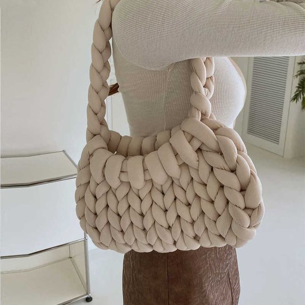 

crossbody bag casual crochet women shoulder bags knitted lady handbags handmade woven cute small tote bag trend female purses 2022 winter 23