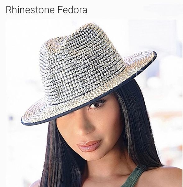

wide brim hats bucket hats stage women's handmade full drill cap men's and women's british outdoor bright diamond flash drill, Blue;gray