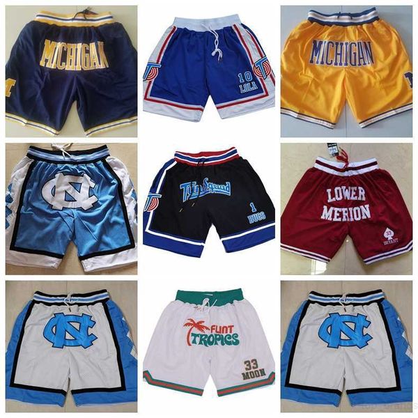 

just don basketball shorts sport pant college movie lower merion michigan wolverines north carolina tar heels space jam tune squad with pock, Black