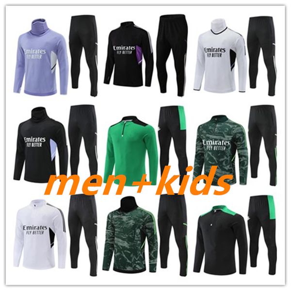 

kids soccer tracksuits sets real madrids football kits set 21 22 23 men and kids football kit chandal futbol survetement madrides training s, Black;yellow