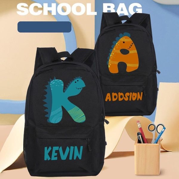 

backpacks personalised dinosaur print school bags custom letter with name child backpack boy girl kindergarten schoolbag bag gifts for kid 2