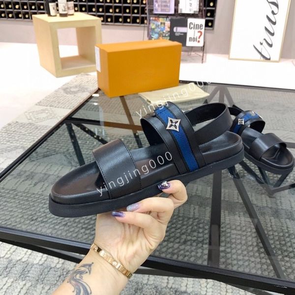 

2023 designer rubber slides sandal brocade fashion mens gear bottoms flip flops slippers striped sandals designers loafers size38-45 rd22060, Black