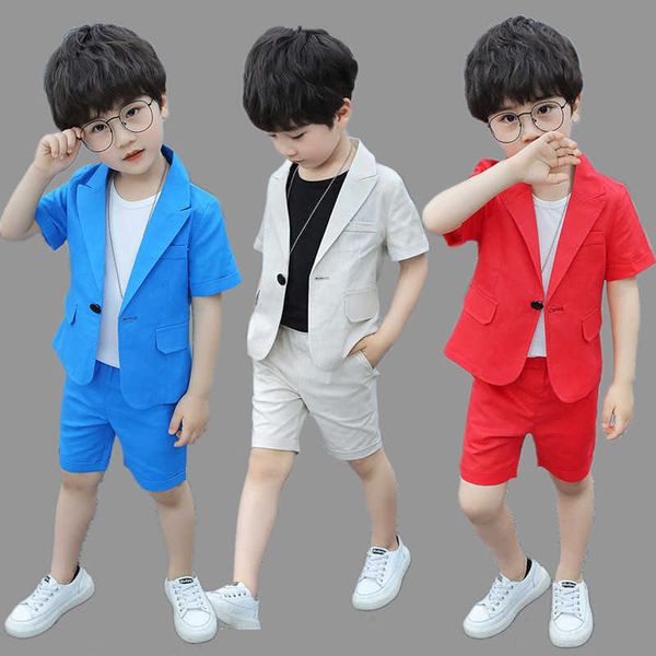 

clothing sets birthday party performance cosutme formal boys summer suit sets children shortsleeved blazer shorts dress outfits kids toddler, White