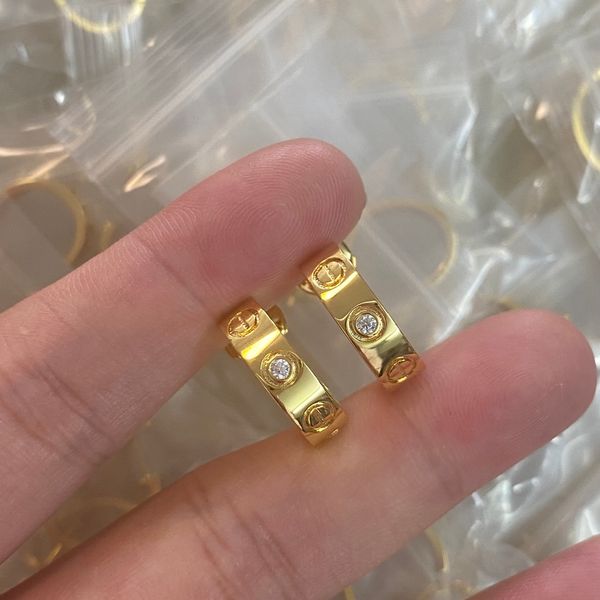 

love plated gold stud earrings official reproductions classic style with diamonds brand designer 18k for women earrings premium gift 001, Golden;silver