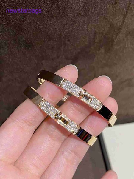 

designer herme bracelet online shop 18k rose gold platinum kelly series semi-diamond bracelet h home button full diamond women's, Golden;silver