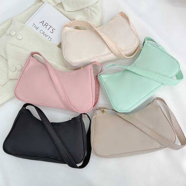 

evening bags fashion women shoulder underarm bag nylon vintage solid handle purse handbag women outdoor business traveling g230208