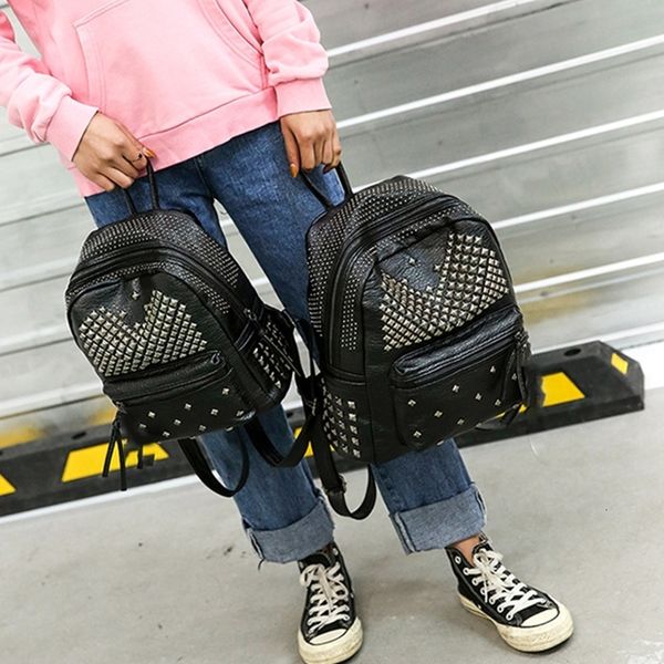 

school bag backpack rivet studded bookbag daypack anti theft rucksack bag for teenager girls 230210