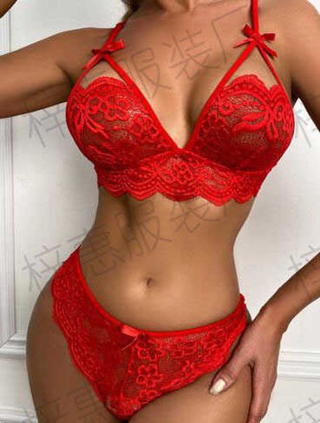 

bikiniselling transparent underwear split bikini bra set temptation three-point pajamas, Red;black