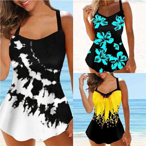 

split suspender skirt bikini rendering printed swimsuit for women, White;black