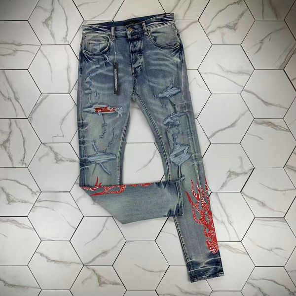 

hm533 mens jeans black cargo pants designer jeans skinny stickers light wash ripped motorcycle rock revival joggers true religions casual el, Blue
