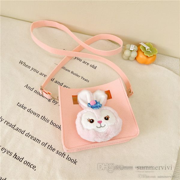 

children easter handbags girls stereo plush rabbit applique single shoulder bags kids cute bunny candy color felt messenger bag z01091, Black