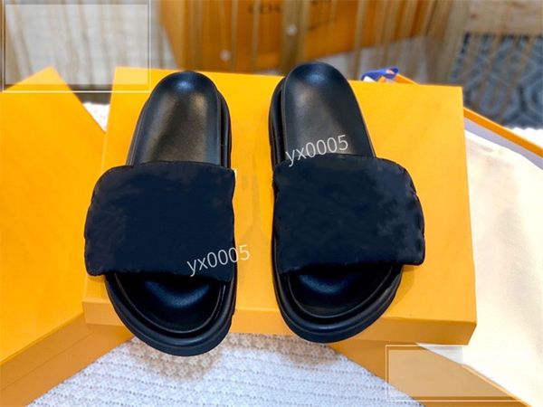 

designer mens women slippers summer sandal beach slide flat platform ladies home fashion shoes flip flops striped causal slipper size35-45, Black