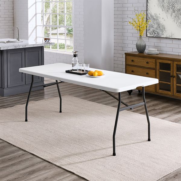 

mainstays 6 foot fold-in-half table white granite