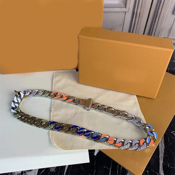 

silver plated cuban link chain necklace womens designer necklaces rhinestone mens hip hop women fashion simple cool necklaces designer jewel