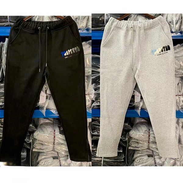 

men's hoodies sweatshirts trapstar embroidery fleece hooded sweatshirt set suit, Black