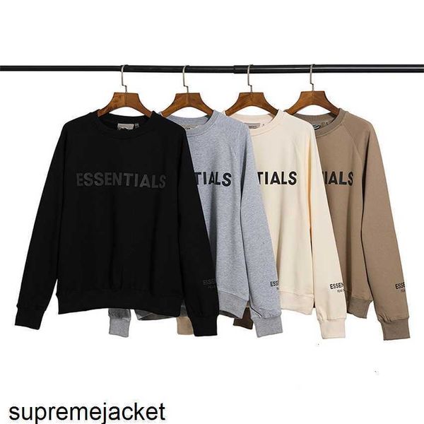 

hoodie jacket fashion brand new essentials chest printed men's and women's matching round neck long sleeve sweater, Black;brown