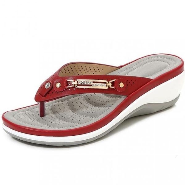 

slipper's summer fashion metal button slides shoes wedge beach sandal outside platform leisure flip flops 230210, Black