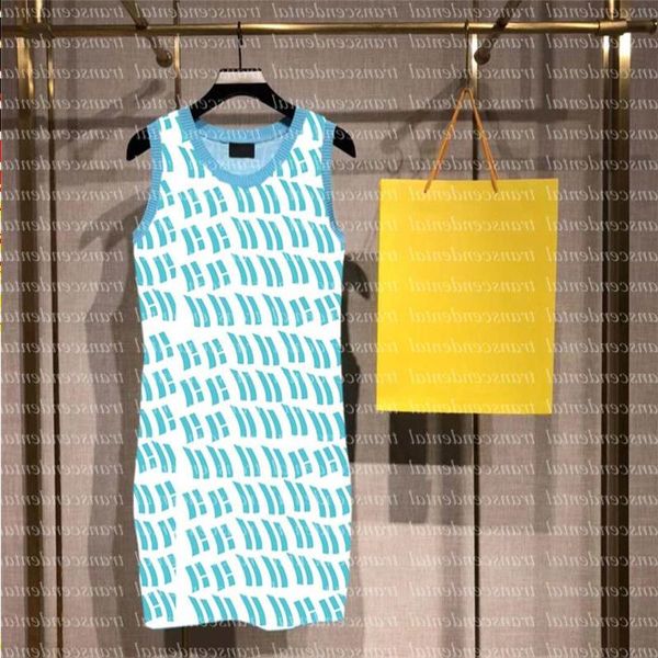 

women's sweaters womens knit dresses skirt elegant with letter party dress women's fashion solid blue color knitted for summer isf, White;black