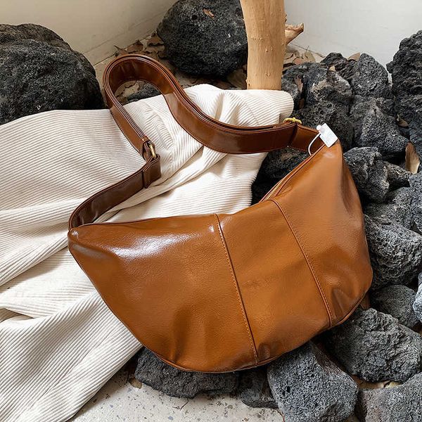 

qwertyui45 totes leftside fashion splicing leather shoulder bag for women 2022 tend female simple large high capacity hobo bag handbags 0211