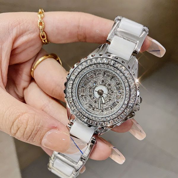 

wristwatche diamond watch full stone dial iced out female luxury rose gold wristwatch metal ladies clock reloj 230211, Slivery;brown