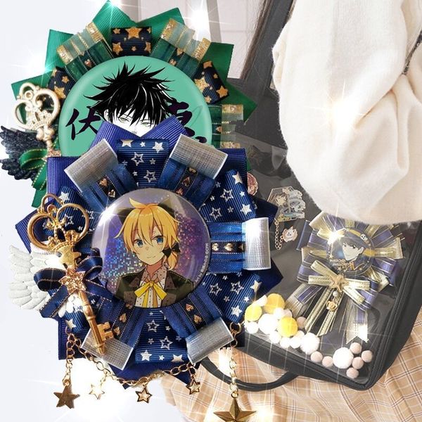 

bag parts accessories luxury anime badge holder decoration starry sky series 4 colors for 55-58 badges pins anime women ita bag accessories, Black