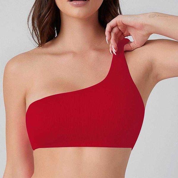 

swimsuit womens one shoulder bikini solid color vest swimming suit, White;black