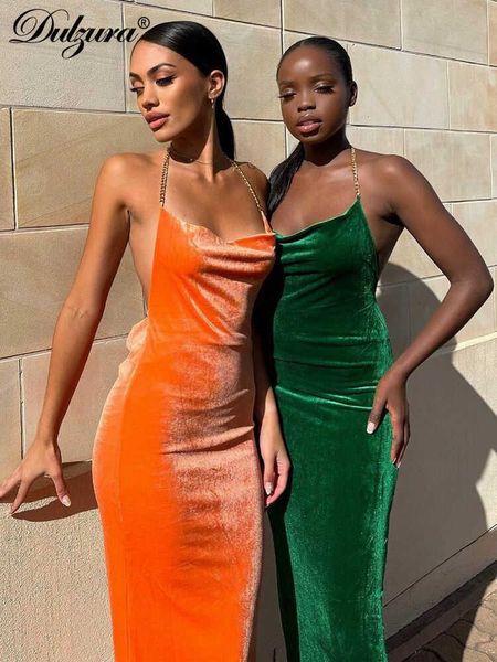

party dresses dulzura summer women velvet chain ruched cloth sleeveless backless halter bodycon maxi dress outfit club party evening prom t2, White;black
