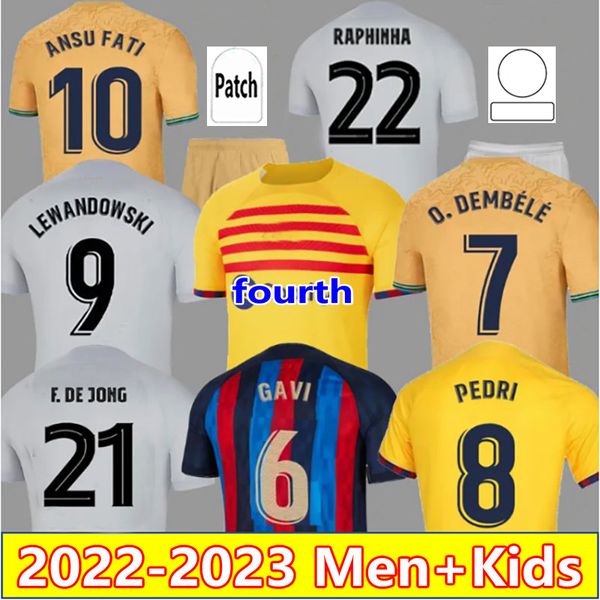

2022 2023 gavi lewandowski pedri soccer jerseys 22 23 4th kounde ansu fati ferran kessie f. de jong raphinha dembele barcelonas camisetas de, Black;yellow