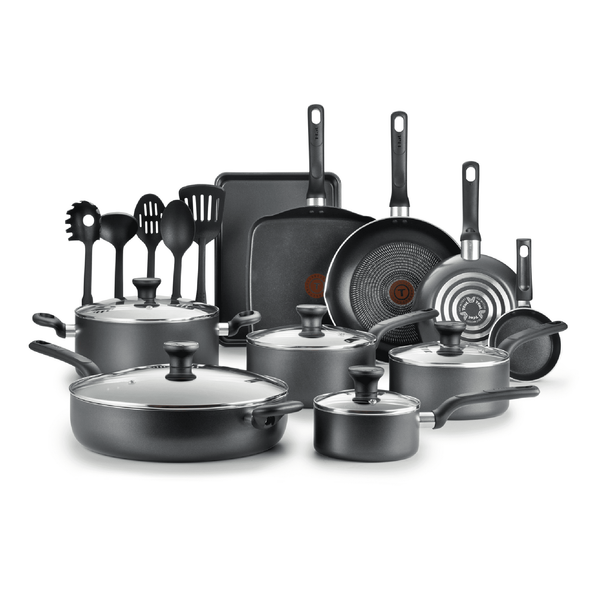 

t-fal easy care nonstick cookware 20 piece set dishwasher safe