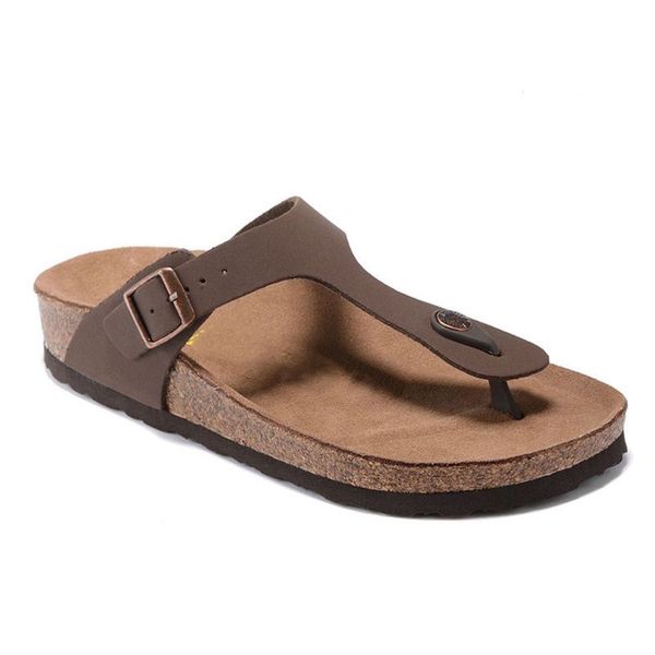 

leather cork slippers arizona florida cork slippers men and woman open toe beach sandals summer platform slippers genuine leather flats casu, Black