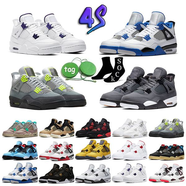 

men women basketball shoes 4 4s military black cat red thunder sail university blue white oreo fire pure money midnight navy mens sneakers