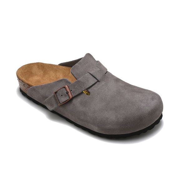 

-boston new leather slippers bag scuffs head pull cork slippers female male summer anti-skid slippers lazy shoes lovers beach shoes, Black