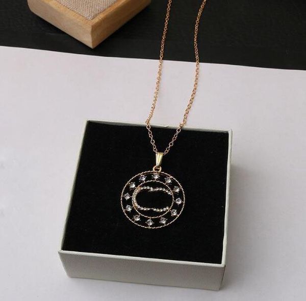 

designer pendant necklaces c letter jewelry 18k gold plated crystal rhinestone necklace women choker chain accessories gifts, Silver
