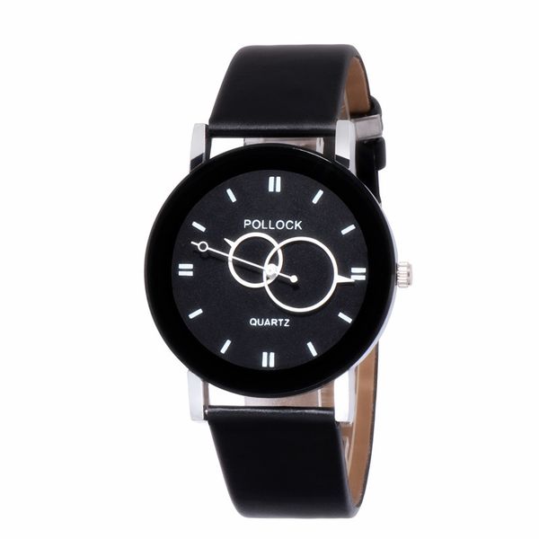 

new fashion design couple watch luxury business men women lover leather strap quartz wristwatches creative two circle design watches clock f, Slivery;brown
