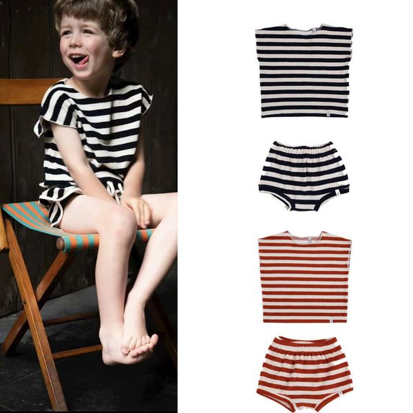 

t-shirts 2023 bonnie brand new summer kids t shirts for boys girls cute short sleeve stripe print tees t shirts baby child cotton t230209, Blue