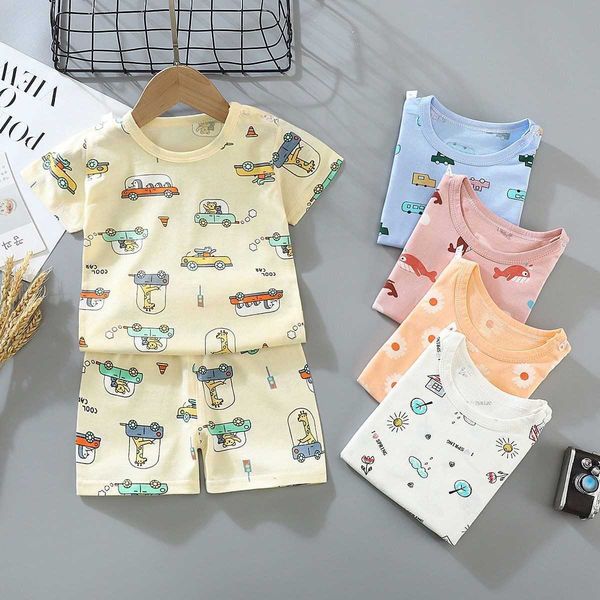 

clothing sets y summer fashion toddler boys baby girls short sleeve cartoon print shorts outfits casual pcs clothes set, White