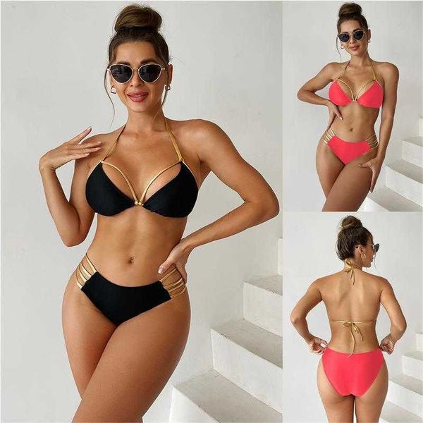 

bikini solid color lace up bronzing women swimwear, White;black