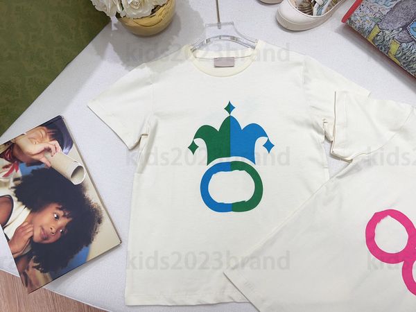

2023 high end children t-shirt kids t-shirts girls princess summer brand designer boys tees elastic thread neckline cotton ribbon stitching, Blue