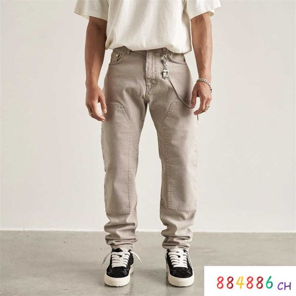 

men's pants 2022 new four seasons jeans men brand clothing black grey fashion casual cotton denim slim fit pants male streetwear trouse