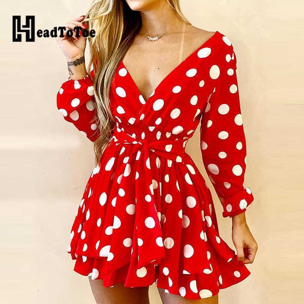 

party dresses v-neck polka dot long sleeve dress t230210, White;black