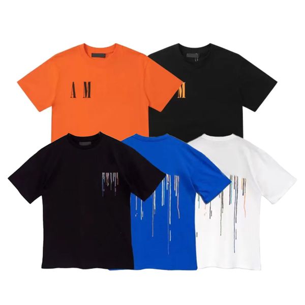 

designer amirri t shirt printed short sleeve letter tshirt summer tee loose luxury for men graphic hip hop tees amari tshirts, White;black