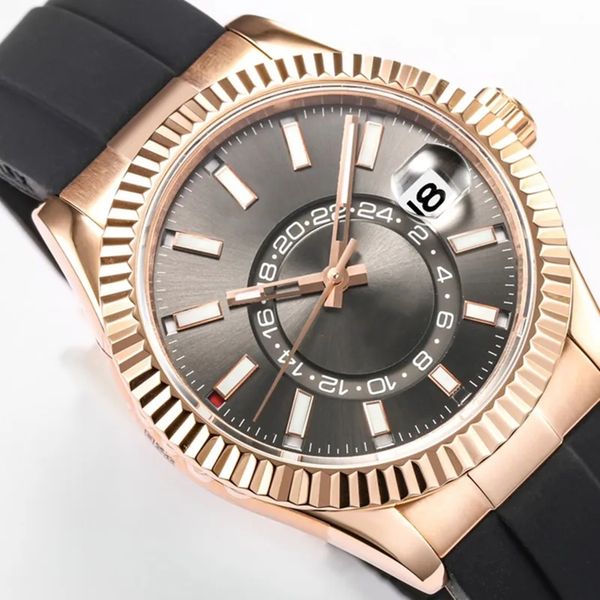 

with original box high-quality luxury 40mm watch mens watch automatic mechanical watches rubber strap montre de luxe wristwatch for men 2023, Slivery;brown