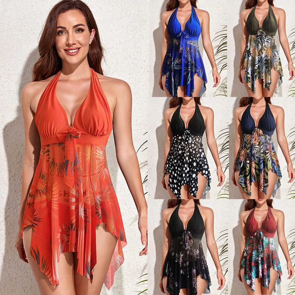 

bikinibikini swimsuit skirt 2023 new tankini printed large split women, Red;black