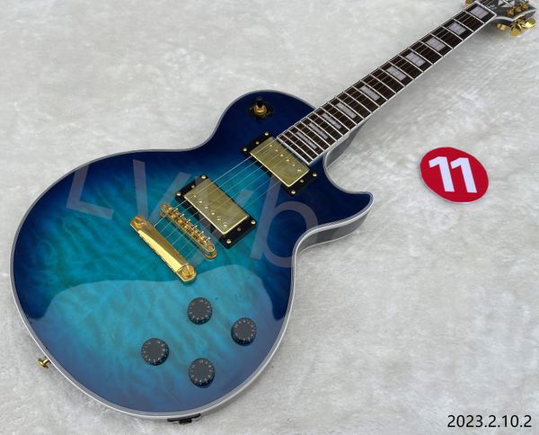 

in stocking electric guitar can ship out at onceno11 electric guitar blue burst luxury wave flame gold parts no pickguard rosewood fingerboa