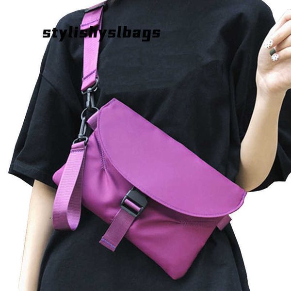 

shoulder bags casual nylon simple ladies messenger bag designer square solid shoulder bag for woman luxury fashion purple clutch women 02112